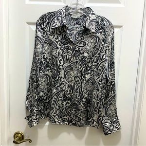 Vintage Starington Size 12 Silk Paisley Button Down Blouse